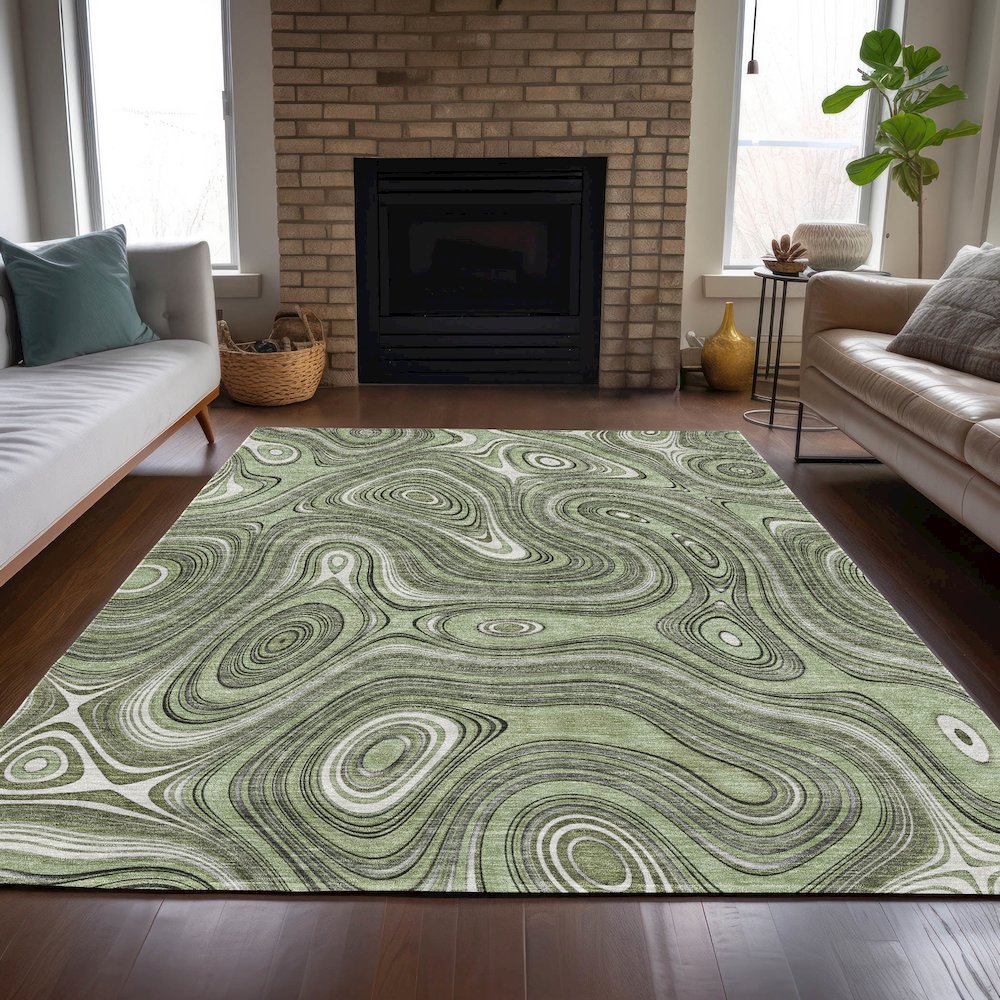Machine Washable Indoor/Outdoor Chantille ACN2097 Aloe 3' x 5' Rug