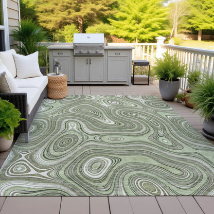 Machine Washable Indoor/Outdoor Chantille ACN2097 Aloe 3' x 5' Rug