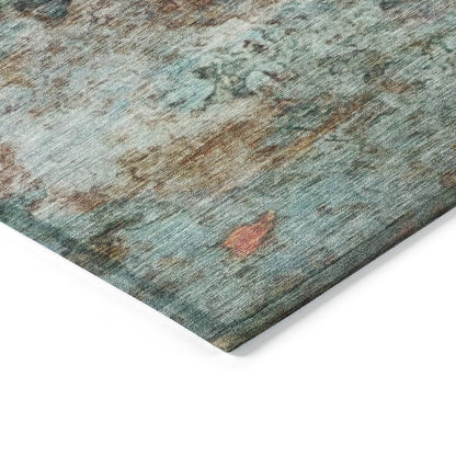 Machine Washable Indoor/Outdoor Chantille ACN2100 Teal 2'3" x 7'6" Runner Rug