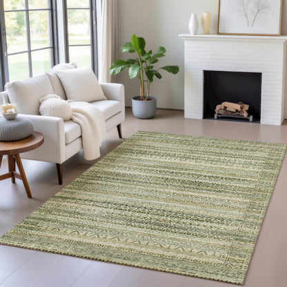 Machine Washable Indoor/Outdoor Chantille ACN2101 Green 3' x 5' Rug