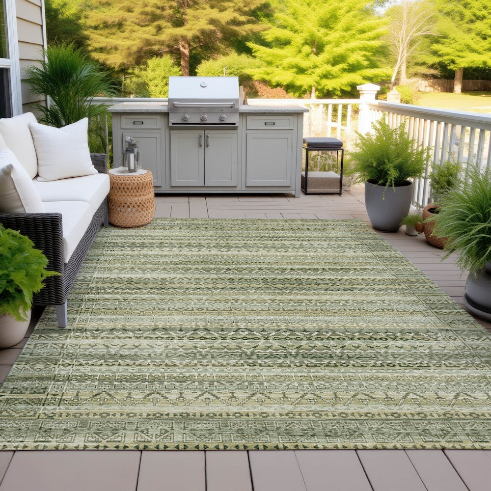 Machine Washable Indoor/Outdoor Chantille ACN2101 Green 3' x 5' Rug