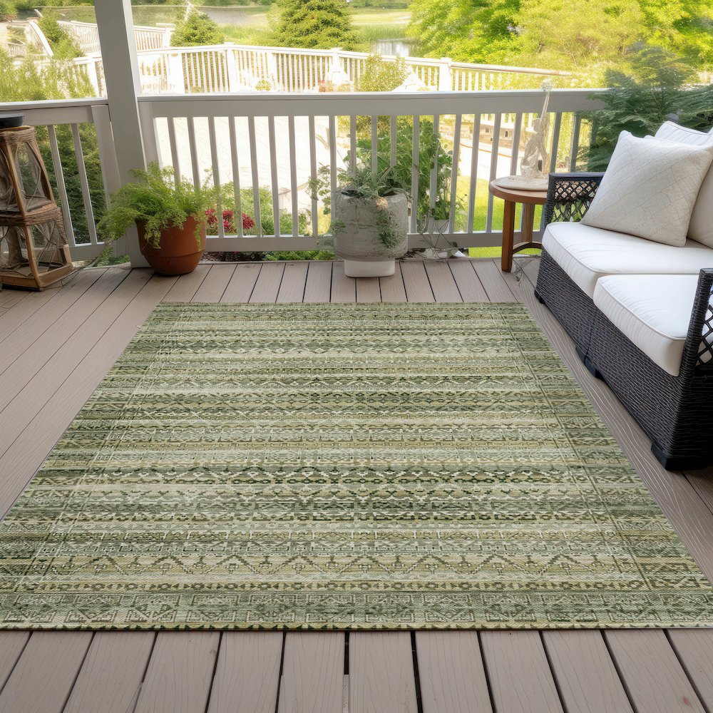 Machine Washable Indoor/Outdoor Chantille ACN2101 Green 3' x 5' Rug