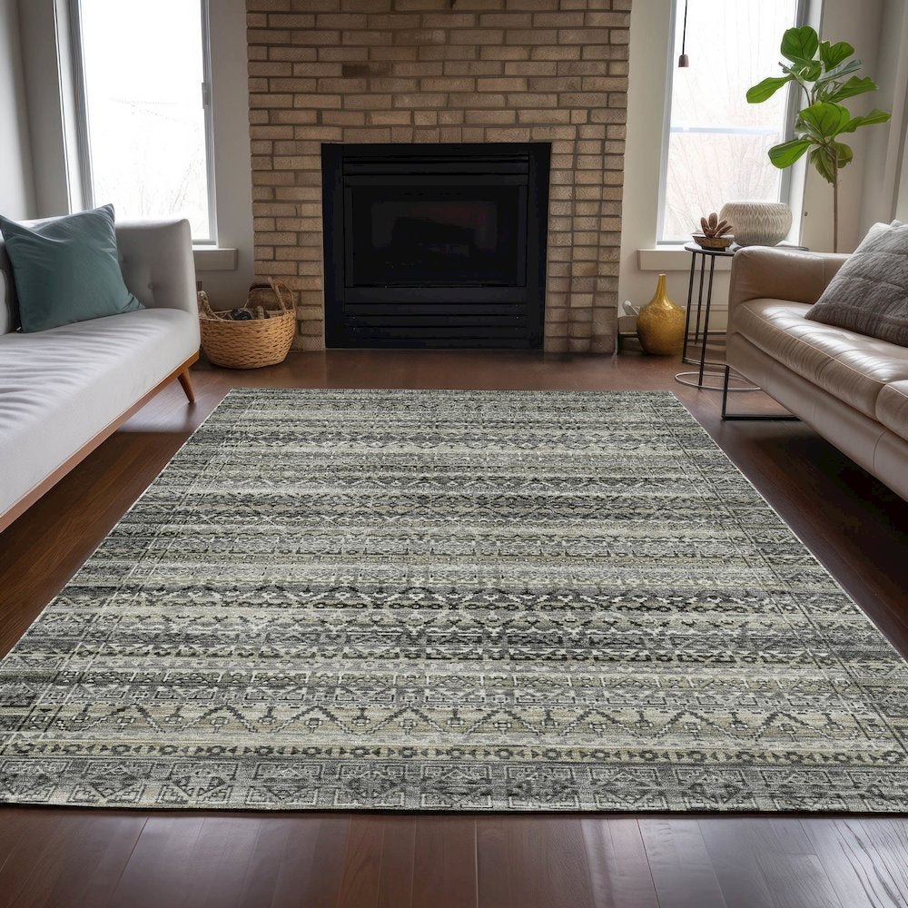 Machine Washable Indoor/Outdoor Chantille ACN2101 Pewter 3' x 5' Rug