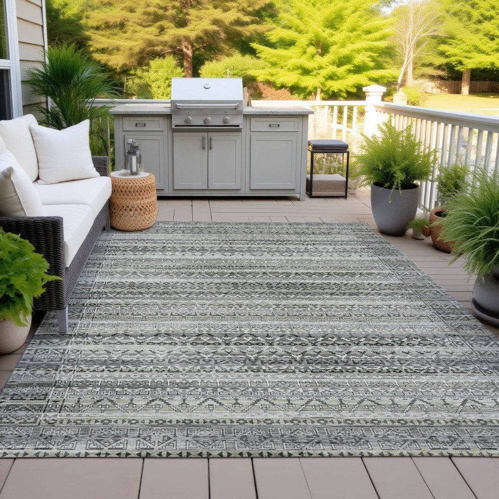 Machine Washable Indoor/Outdoor Chantille ACN2101 Pewter 3' x 5' Rug
