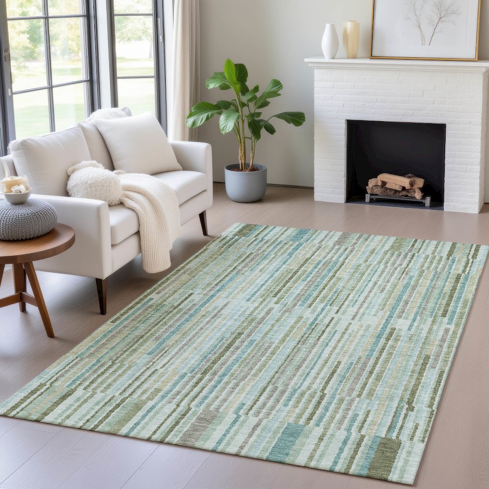 Machine Washable Indoor/Outdoor Chantille ACN2102 Aloe 3' x 5' Rug