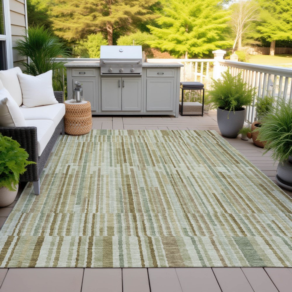 Machine Washable Indoor/Outdoor Chantille ACN2102 Khaki 3' x 5' Rug