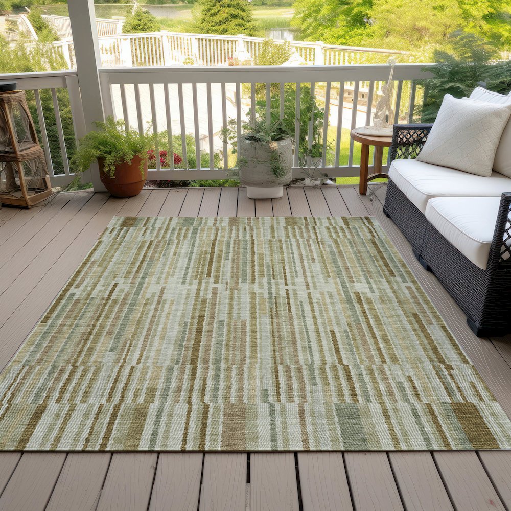 Machine Washable Indoor/Outdoor Chantille ACN2102 Khaki 3' x 5' Rug