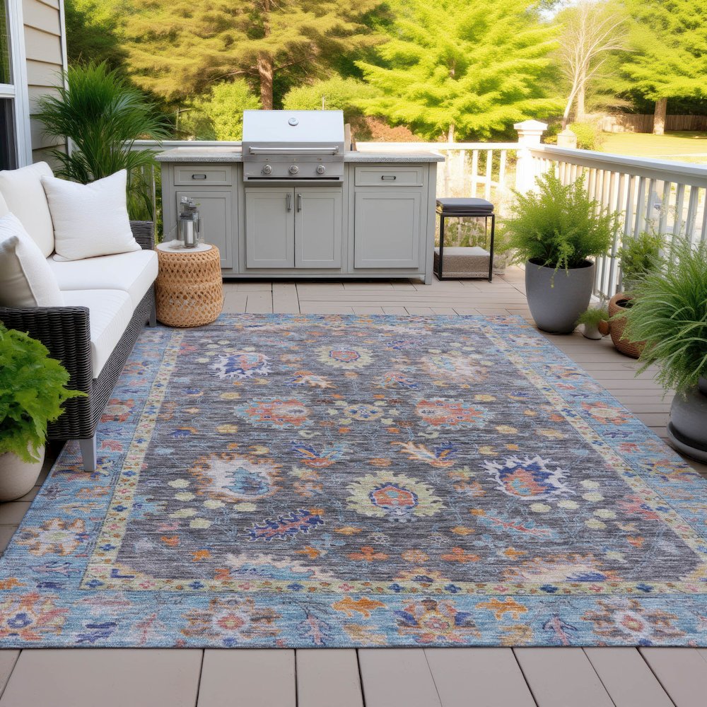 Machine Washable Indoor/Outdoor Chantille ACN2104 Gray 3' x 5' Rug