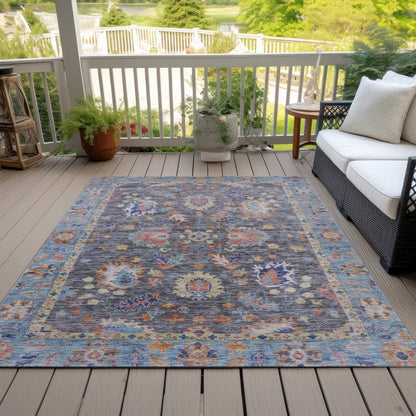 Machine Washable Indoor/Outdoor Chantille ACN2104 Gray 3' x 5' Rug