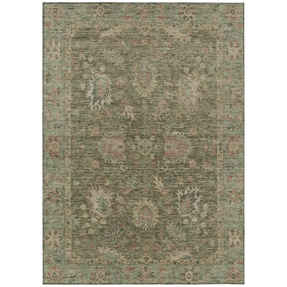 Machine Washable Indoor/Outdoor Chantille ACN2104 Olive 3' x 5' Rug
