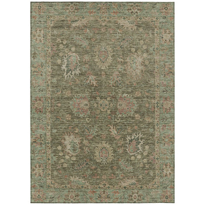 Machine Washable Indoor/Outdoor Chantille ACN2104 Olive 3' x 5' Rug