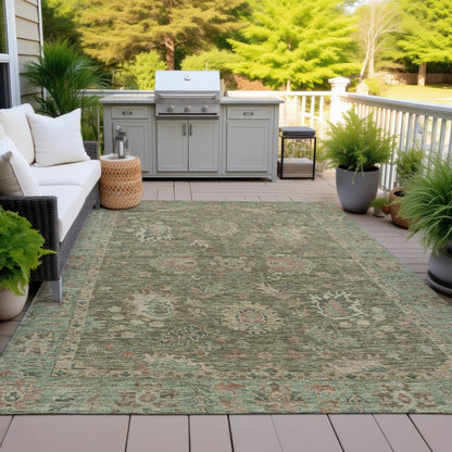 Machine Washable Indoor/Outdoor Chantille ACN2104 Olive 3' x 5' Rug