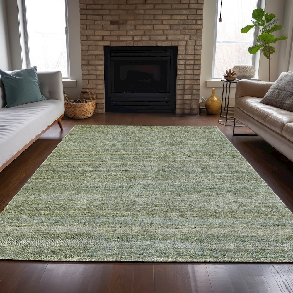 Machine Washable Indoor/Outdoor Chantille ACN2105 Sage 3' x 5' Rug