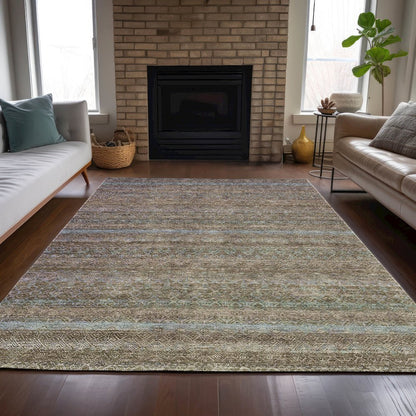 Machine Washable Indoor/Outdoor Chantille ACN2106 Brown 3' x 5' Rug
