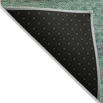 Machine Washable Indoor/Outdoor Chantille ACN2106 Green 2'3" x 7'6" Runner Rug