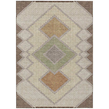 Machine Washable Indoor/Outdoor Chantille ACN2111 Brown 3' x 5' Rug