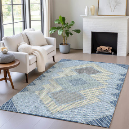Machine Washable Indoor/Outdoor Chantille ACN2111 Denim 3' x 5' Rug