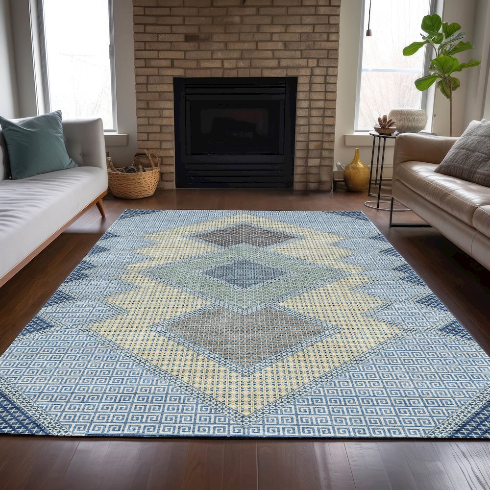 Machine Washable Indoor/Outdoor Chantille ACN2111 Denim 3' x 5' Rug