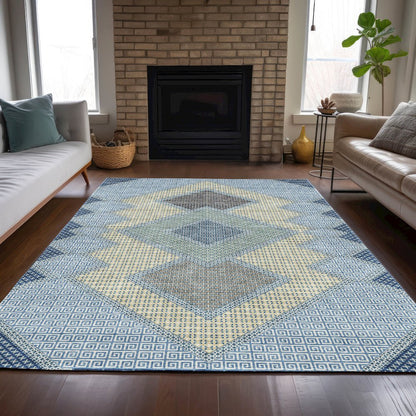 Machine Washable Indoor/Outdoor Chantille ACN2111 Denim 3' x 5' Rug