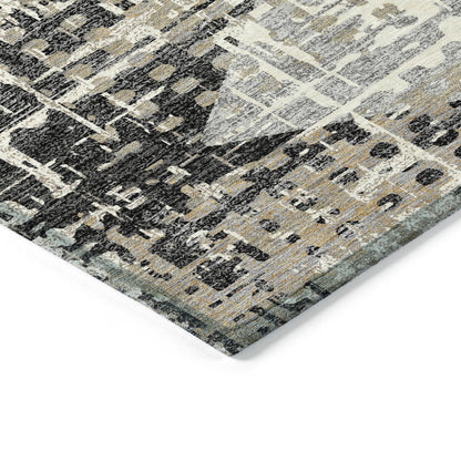 Machine Washable Indoor/Outdoor Chantille ACN2116 Black 2'3" x 7'6" Runner Rug