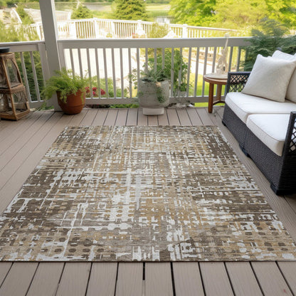 Machine Washable Indoor/Outdoor Chantille ACN2116 Brown 3' x 5' Rug