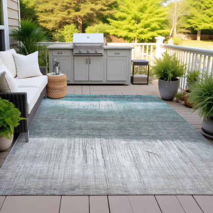 Machine Washable Indoor/Outdoor Chantille ACN2118 Teal 3' x 5' Rug