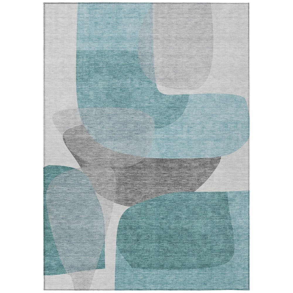Machine Washable Indoor/Outdoor Chantille ACN2121 Teal 3' x 5' Rug