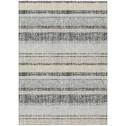 Machine Washable Indoor/Outdoor Chantille ACN2122 Black 3' x 5' Rug