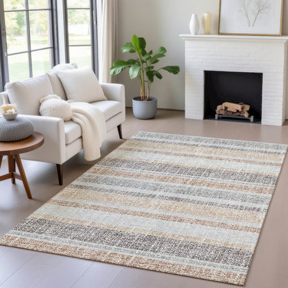 Machine Washable Indoor/Outdoor Chantille ACN2122 Gray 3' x 5' Rug