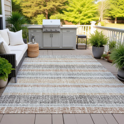 Machine Washable Indoor/Outdoor Chantille ACN2122 Gray 3' x 5' Rug