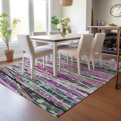 Machine Washable Indoor/Outdoor Chantille ACN2125 Pink 3' x 5' Rug