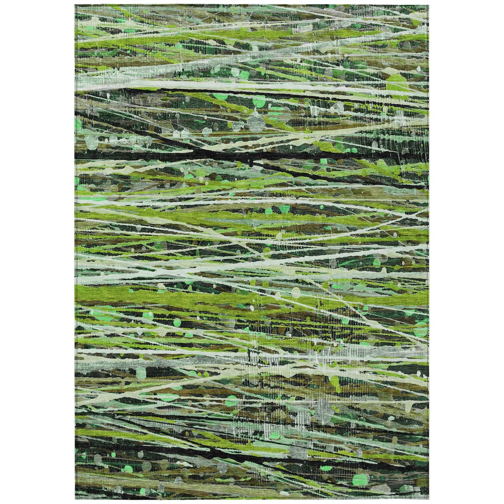 Machine Washable Indoor/Outdoor Chantille ACN2126 Green 3' x 5' Rug