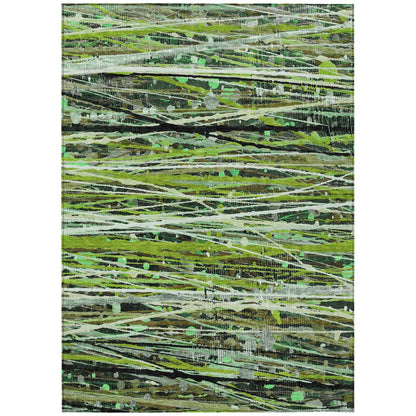 Machine Washable Indoor/Outdoor Chantille ACN2126 Green 3' x 5' Rug