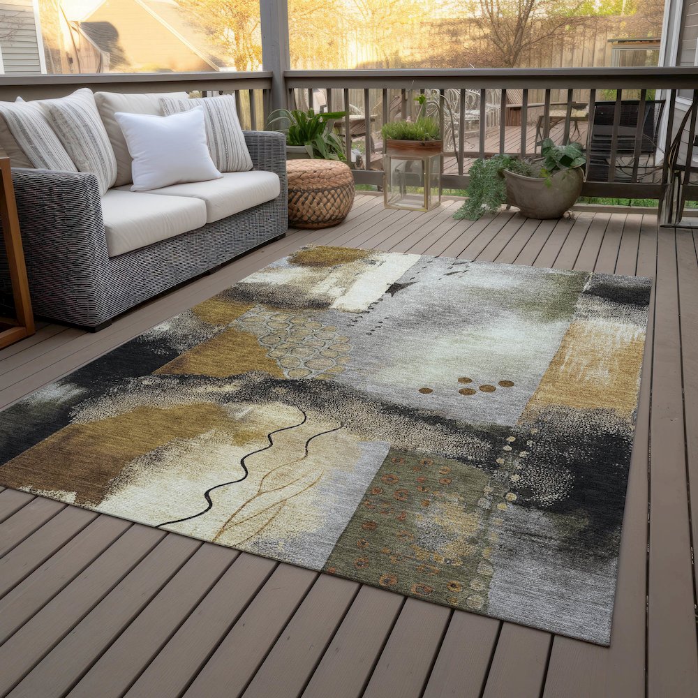 Machine Washable Indoor/Outdoor Chantille ACN2127 Chocolate 3' x 5' Rug