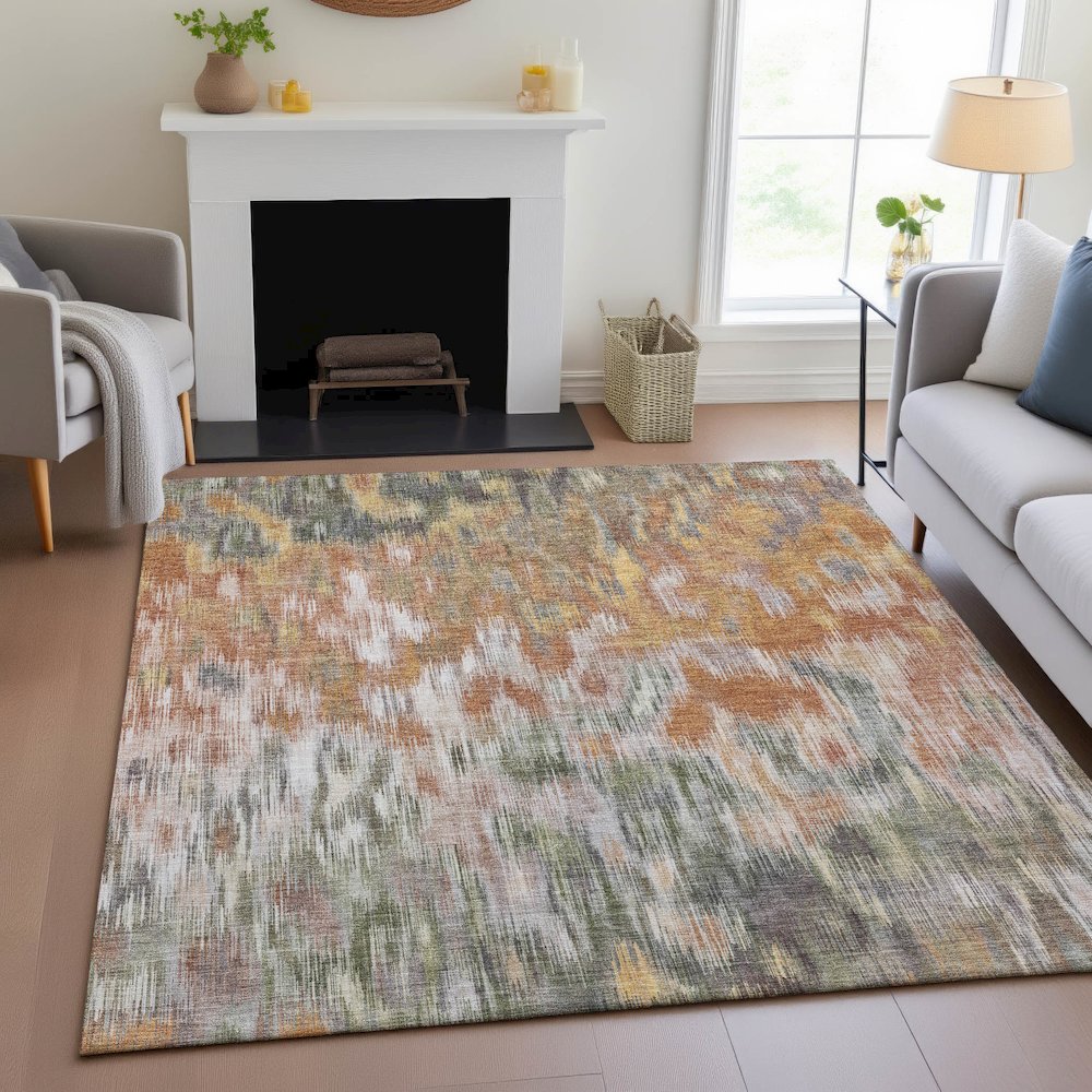 Machine Washable Indoor/Outdoor Chantille ACN2129 Terracotta 3' x 5' Rug
