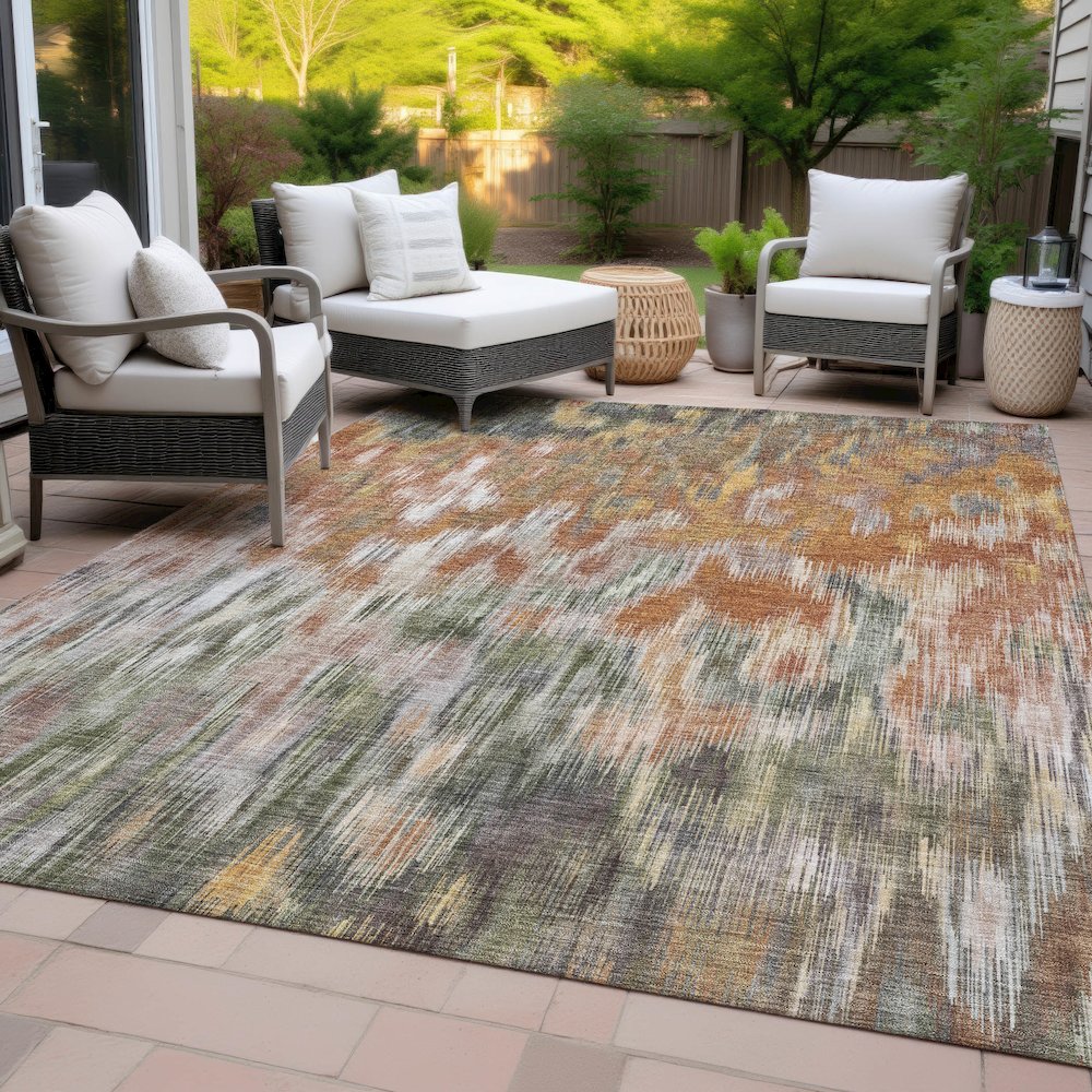 Machine Washable Indoor/Outdoor Chantille ACN2129 Terracotta 3' x 5' Rug