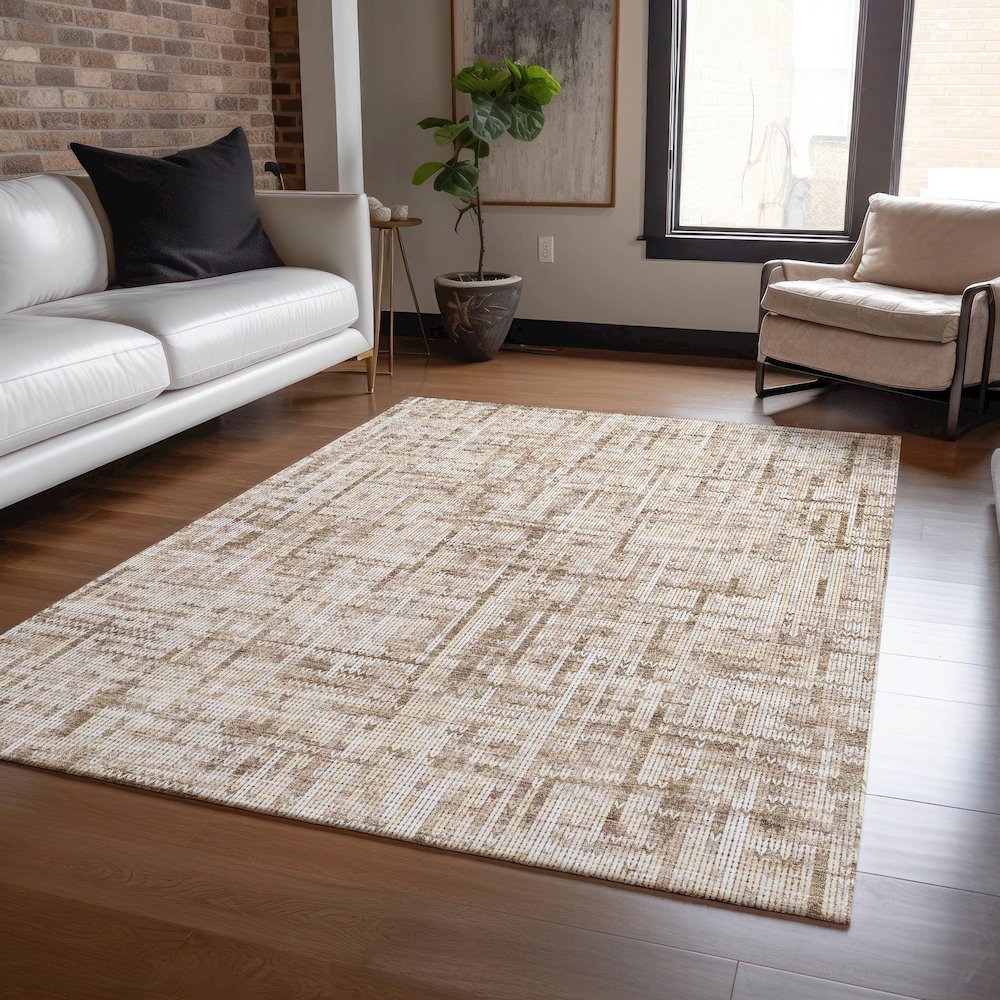 Machine Washable Indoor/Outdoor Chantille ACN2130 Brown 3' x 5' Rug