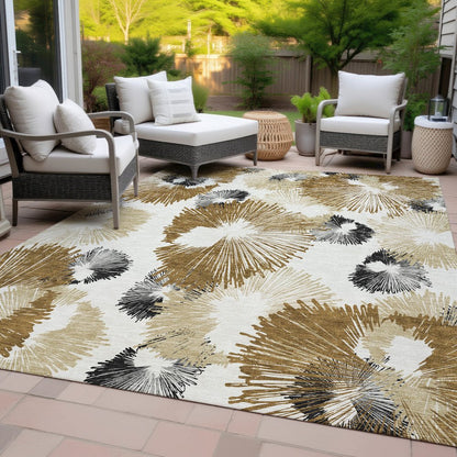 Machine Washable Indoor/Outdoor Chantille ACN2132 Chocolate 3' x 5' Rug