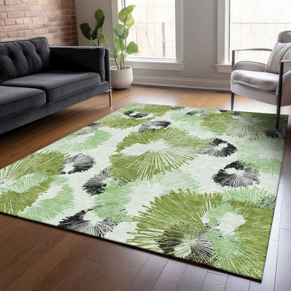 Machine Washable Indoor/Outdoor Chantille ACN2132 Olive 3' x 5' Rug