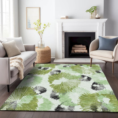 Machine Washable Indoor/Outdoor Chantille ACN2132 Olive 3' x 5' Rug