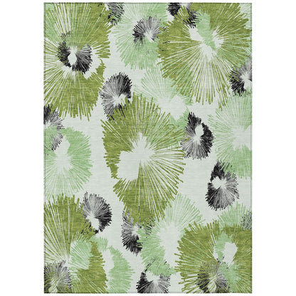 Machine Washable Indoor/Outdoor Chantille ACN2132 Olive 3' x 5' Rug