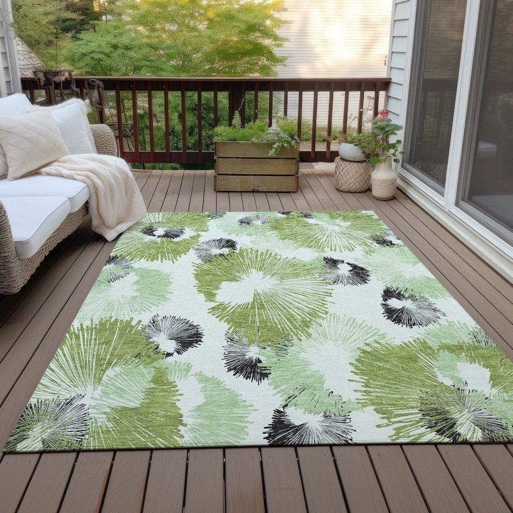 Machine Washable Indoor/Outdoor Chantille ACN2132 Olive 3' x 5' Rug