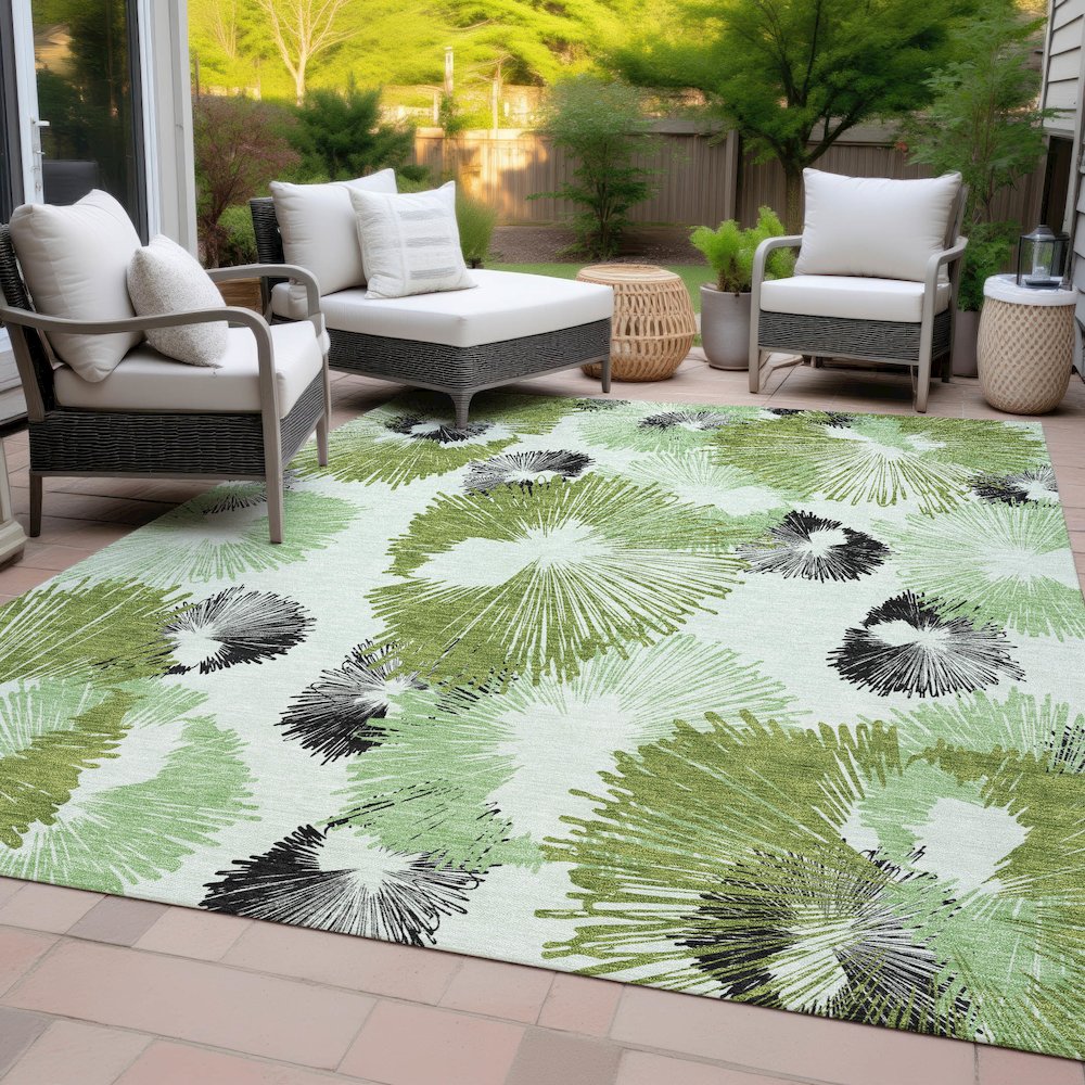Machine Washable Indoor/Outdoor Chantille ACN2132 Olive 3' x 5' Rug