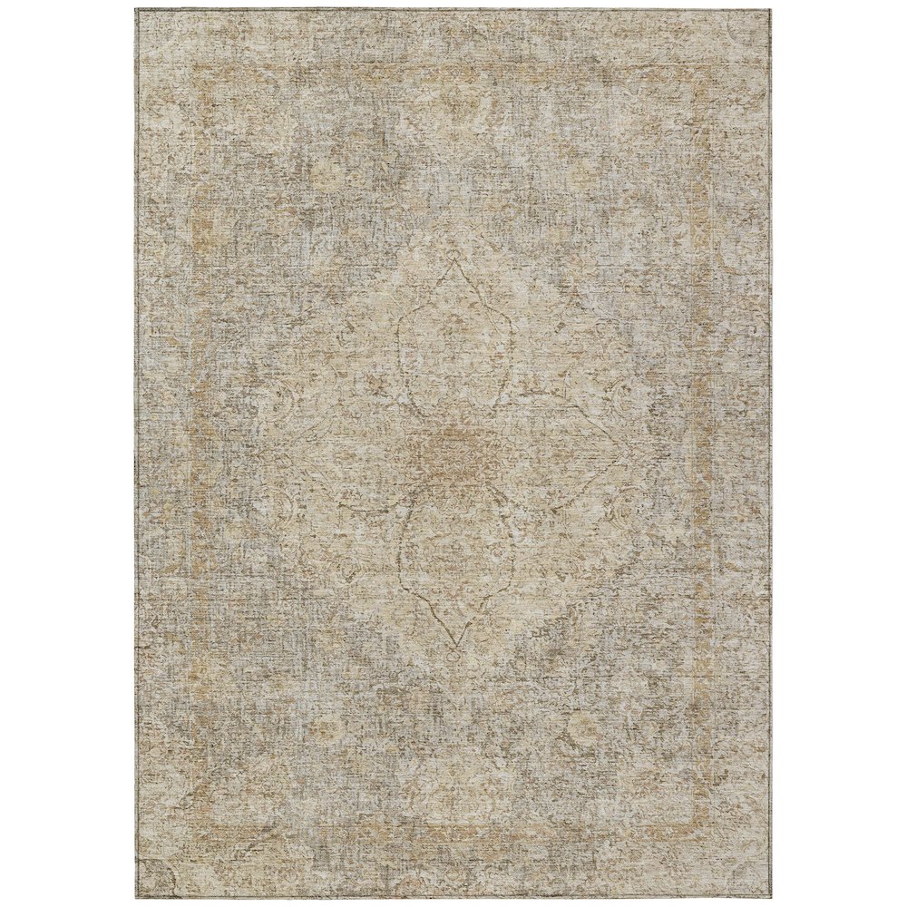 Machine Washable Indoor/Outdoor Chantille ACN2136 Beige 3' x 5' Rug