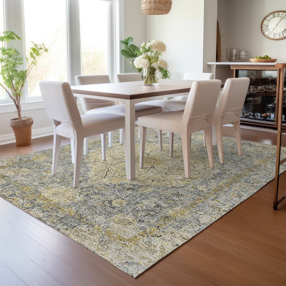 Machine Washable Indoor/Outdoor Chantille ACN2136 Pewter 3' x 5' Rug
