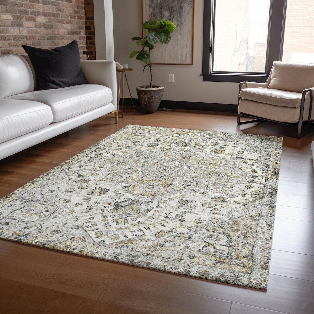 Machine Washable Indoor/Outdoor Chantille ACN2138 Beige 3' x 5' Rug