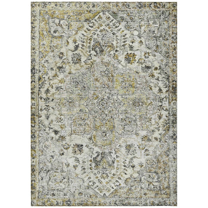 Machine Washable Indoor/Outdoor Chantille ACN2138 Beige 3' x 5' Rug