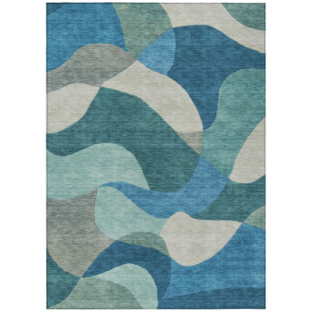 Machine Washable Indoor/Outdoor Chantille ACN2141 Teal 3' x 5' Rug