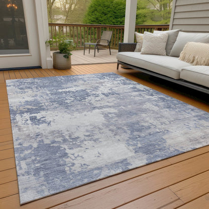 Machine Washable Indoor/Outdoor Chantille ACN2142 Denim 3' x 5' Rug