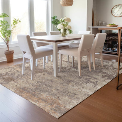 Machine Washable Indoor/Outdoor Chantille ACN2143 Brown 3' x 5' Rug